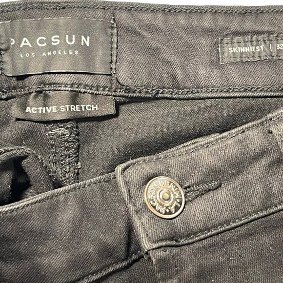 Pacsun Los Angeles Men's Jeans Size 32W x 32L Black Skinny Denim Casual - Picture 7 of 13